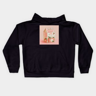 Anime Strawberry milk carton aesthetic kawaii Kids Hoodie